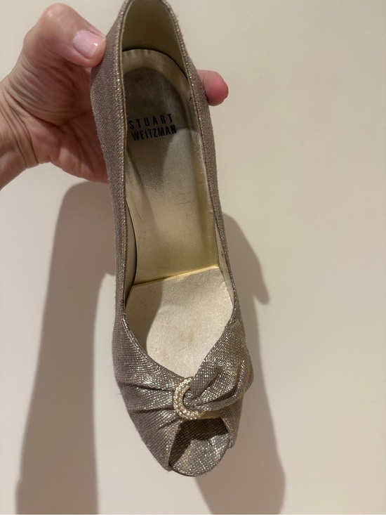 Stuart Weitzman Shoes - Stuart Weitzman Gold Pointed-Toe Stiletto Pump